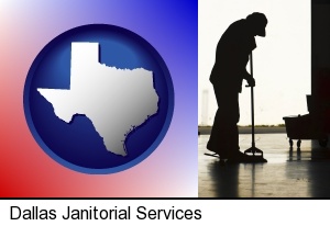Dallas, Texas - a janitor silhouette