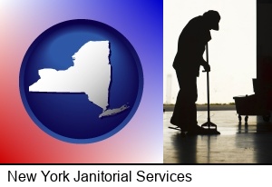 New York, New York - a janitor silhouette