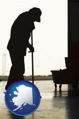 alaska map icon and a janitor silhouette