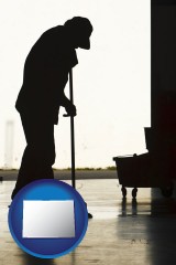 colorado map icon and a janitor silhouette