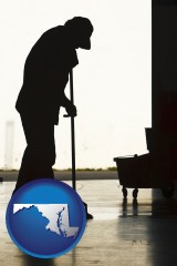 maryland map icon and a janitor silhouette