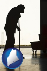 maine a janitor silhouette