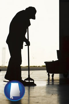 a janitor silhouette - with Alabama icon