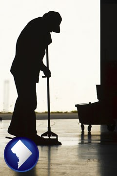 a janitor silhouette - with Washington, DC icon