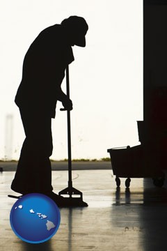 a janitor silhouette - with Hawaii icon