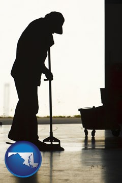 a janitor silhouette - with Maryland icon