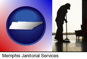 Memphis, Tennessee - a janitor silhouette